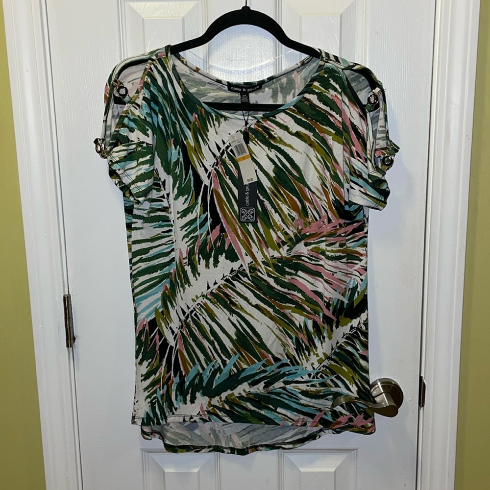 •NWT•CABLE & GAUGE // multi color // cold shoulder // dressy tee // size SM - Picture 13 of 16